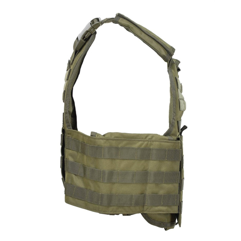 Olive MIL-TEC military plate carrier tactical vest with MOLLE webbing and adjustable straps for combat armor protection