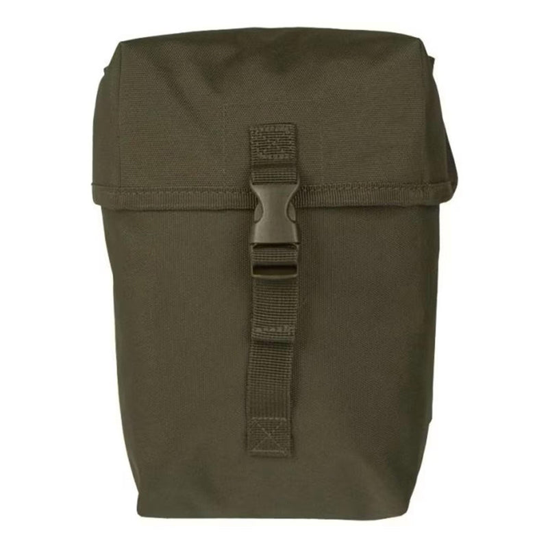 Large olive MIL-TEC tactical multipurpose pouch with buckle closure, durable water-resistant design for MOLLE gear attachment.