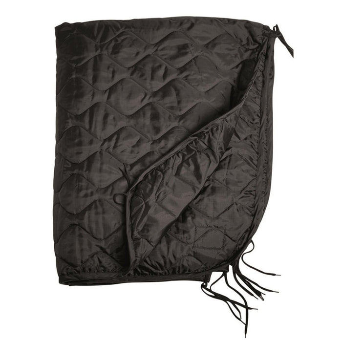 Doublure poncho MIL-TEC noire à motif matelassé, légère et à séchage rapide, pour la chaleur extérieure 210x150cm