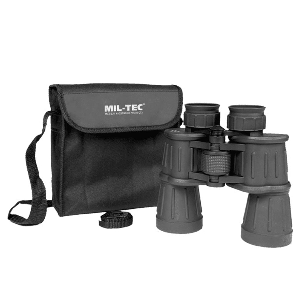 Mil-Tec Jumelles avec revêtement en caoutchouc 7 x 50 Optique de chasse pour randonnée en plein air Noir