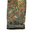 Close-up of the Flecktarn camo sleeve with adjustable hook-and-loop cuff on MIL-TEC softshell jacket