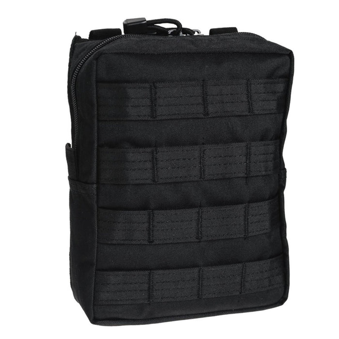 Pochette tactique MOLLE noire MIL-TEC avec fermeture à glissière, sac utilitaire durable pour la fixation d'équipement militaire et extérieur.