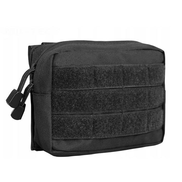 Pochette tactique MOLLE noire MIL-TEC avec fermeture éclair, conçue pour la fixation d'une ceinture ou d'un équipement et une utilisation durable en extérieur