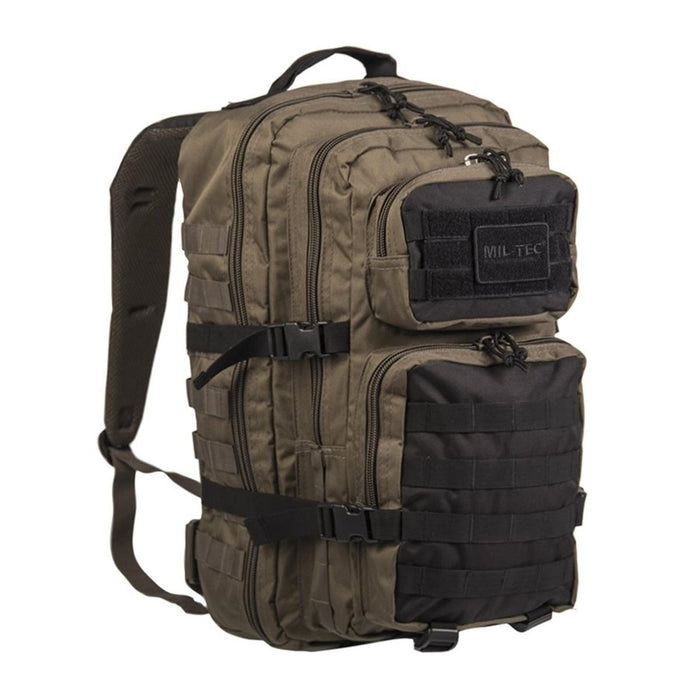 Sac à dos MIL-TEC U.S. Assault Ranger 36L olive et noir avec bretelles rembourrées, conception durable et résistante à l'eau pour une utilisation en extérieur