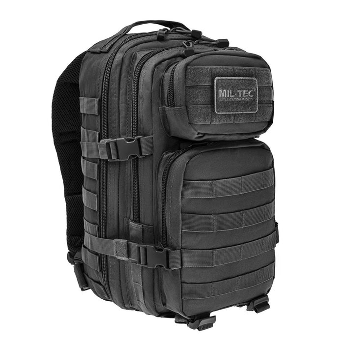 Sac à dos tactique noir MIL-TEC U.S. Assault style 20L avec attaches MOLLE et sangles rembourrées pour une utilisation en extérieur