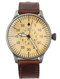 Montre à quartz vintage MIL-TEC Army Pilot Bracelet en cuir naturel marron