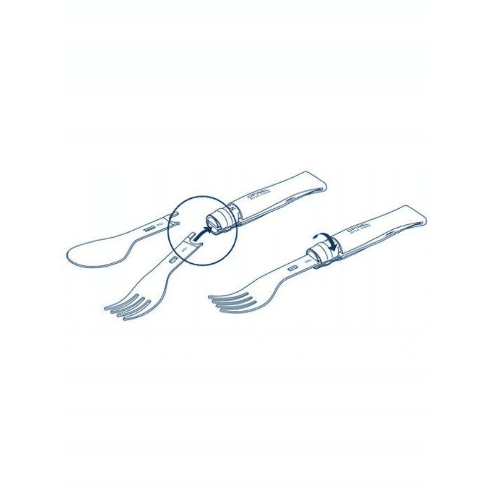 Opinel Picnic+ N°08 Ménagère Couteau Pliant Cuillère Fourchette Camping Hêtre