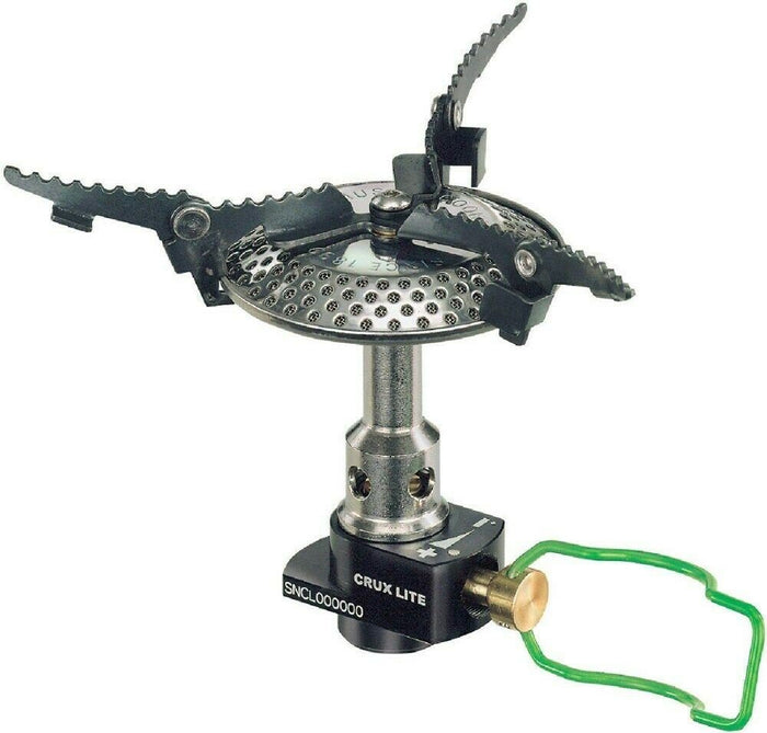 Réchaud de camping Optimus Crux Lite compact, pliable et léger avec contrôle de flamme réglable et base stable pour une utilisation en extérieur