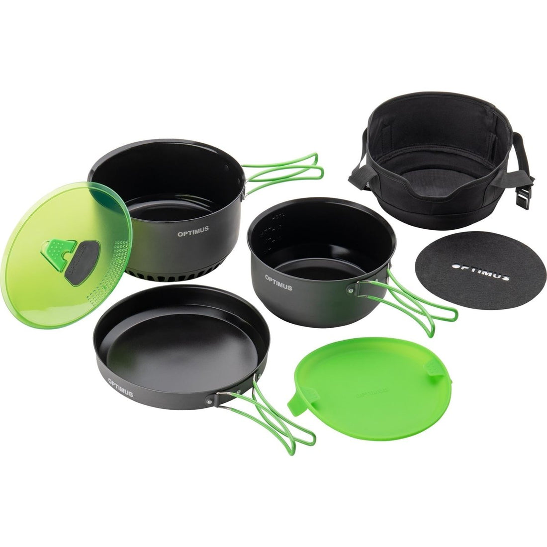 Ensemble de 4 casseroles Optimus Terra Camp Kit de cuisine antiadhésif pour camping-car en plein air 7 pièces