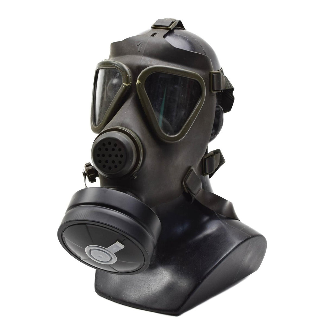 Ensemble de masque à gaz Drager militaire autrichien original, olive de collection militaire utilisée