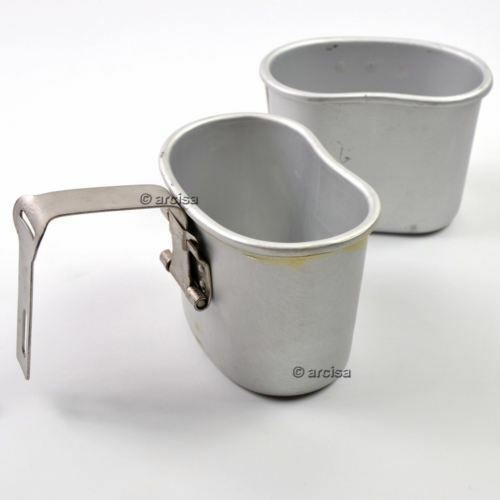 Gobelet de cantine original de l'armée belge, pot en aluminium de type bushcraft US M1910