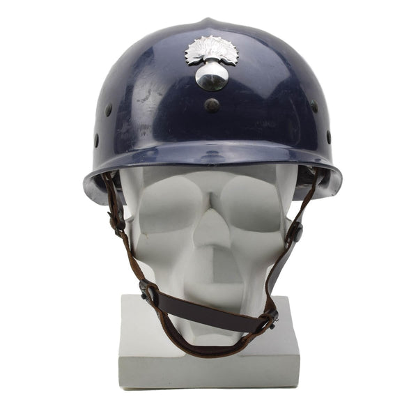 Original Belgian Military Plastic Helmet Police Badge Insignia Vintage Blue - GoMilitar