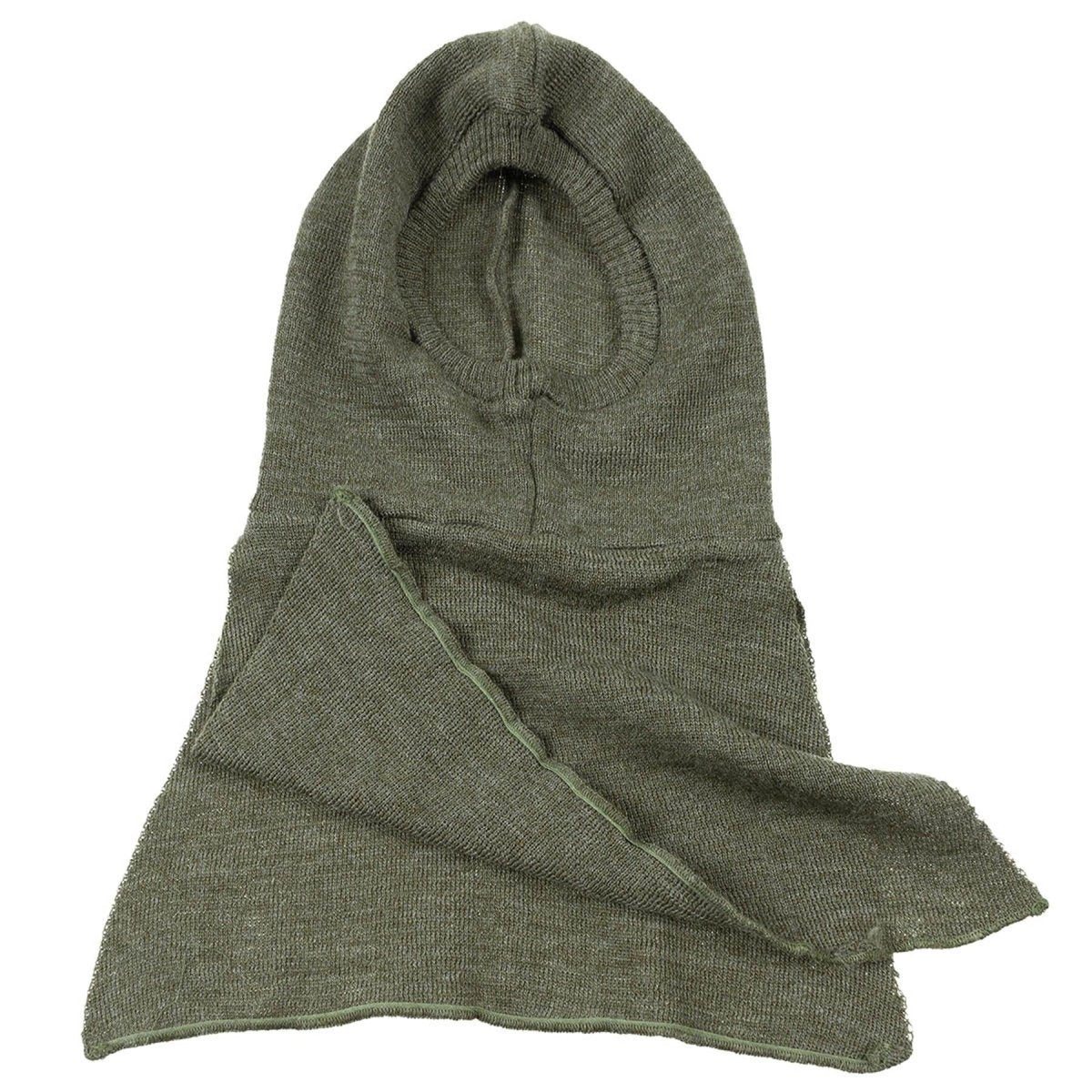 Cagoule militaire originale belge chaude olive en laine tricotée côtelée NEUF