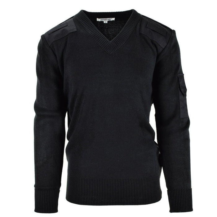 Pull original de la police de l'armée britannique Commando Jumper pull noir à col en V NEUF - GoMilitar