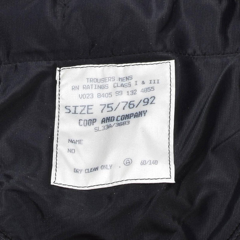 Pantalon de costume noir de classe 1 de l'armée britannique royale marine d'origine NEUF