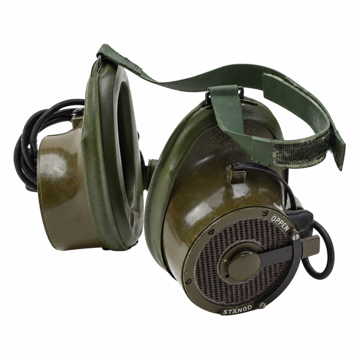 Casque de communication d'aviation Amplivox militaire britannique original, ensemble vintage