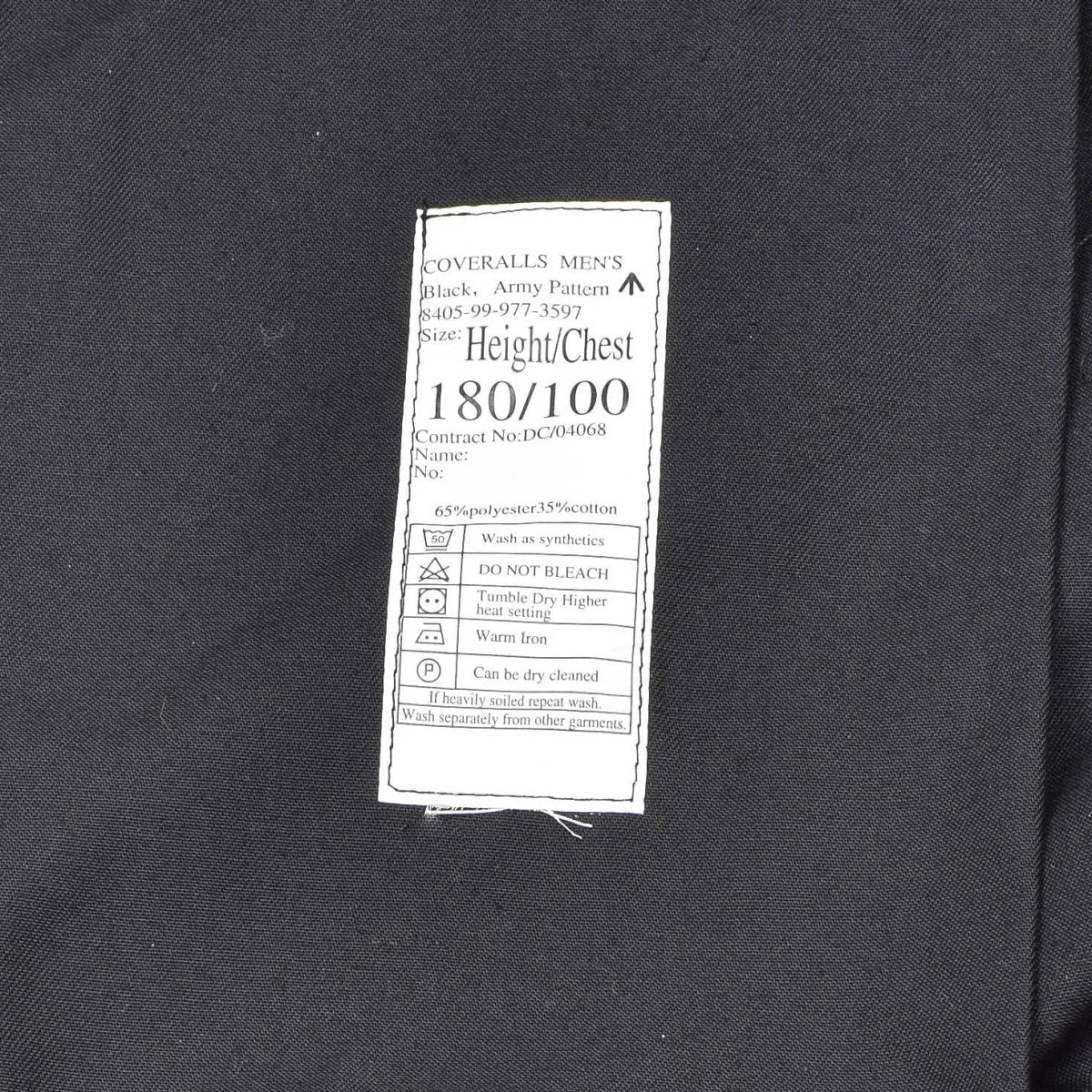 Combinaison de travail d'origine britannique pour mécanicien militaire, uniforme de travail noir