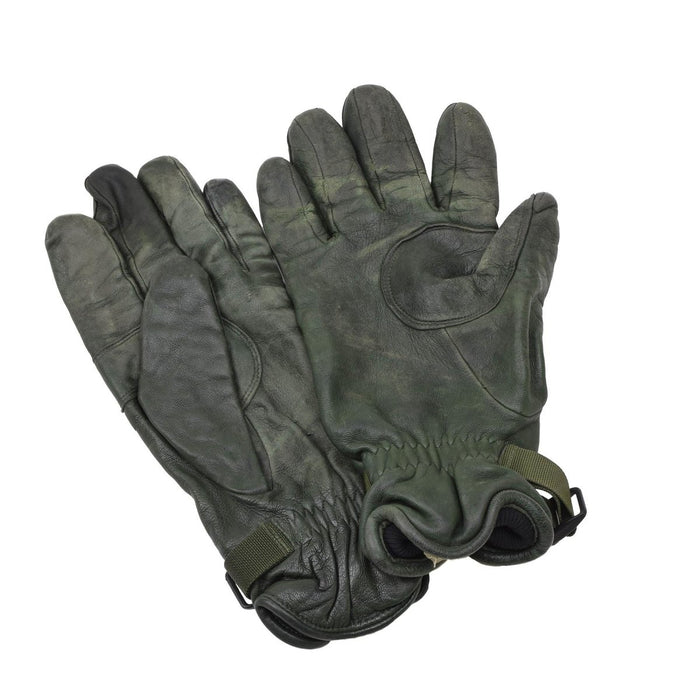 Paire de gants en cuir British Military MK II originaux en vert foncé avec doublure pour la protection des mains