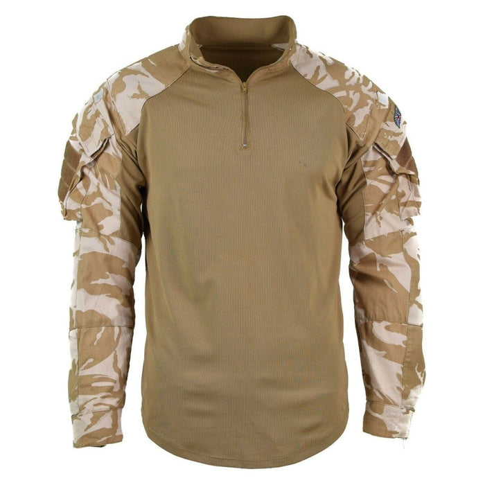 Chemise militaire originale de camouflage du désert britannique UBAC sous le corps avec col zippé et poches tactiques sur les bras