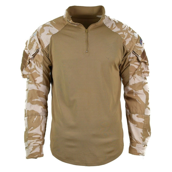 Original British UBAC desert camouflage military under body shirt with zip collar and tactical arm pockets