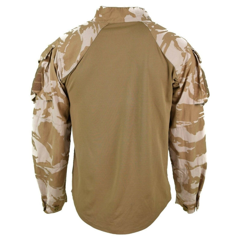 Back view of Original British UBAC desert camouflage military under body shirt with reinforced sleeves and adjustable cuffs