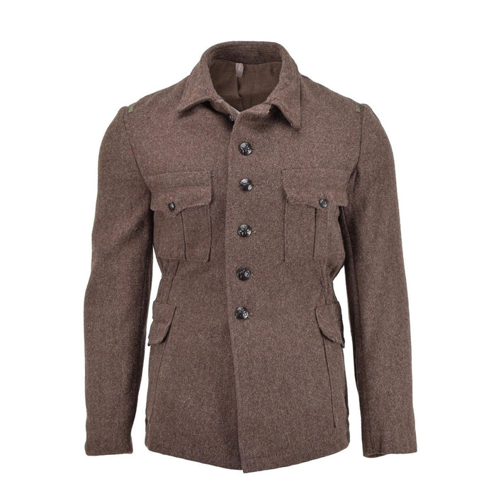 Veste classique militaire bulgare originale en laine marron d'hiver chaud coupe-vent NOUVEAU - GoMilitar
