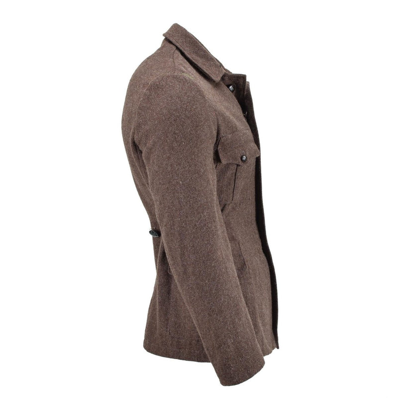 Veste classique militaire bulgare originale en laine marron d'hiver chaude coupe-vent NEUF