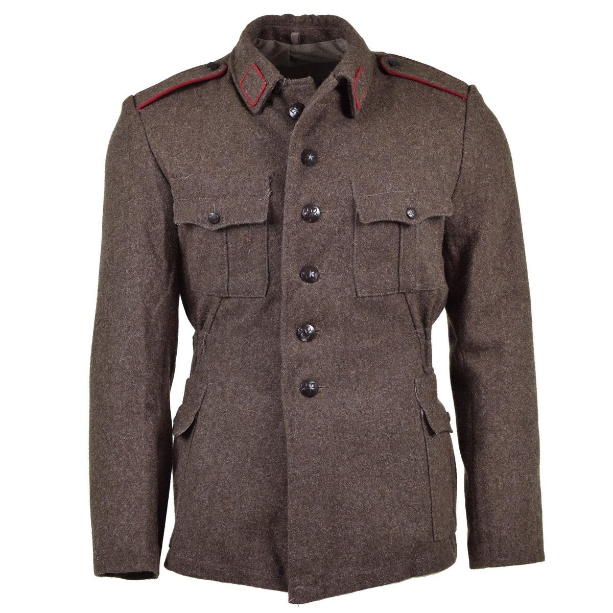 Veste classique militaire bulgare originale en laine marron d'hiver chaude coupe-vent NEUF