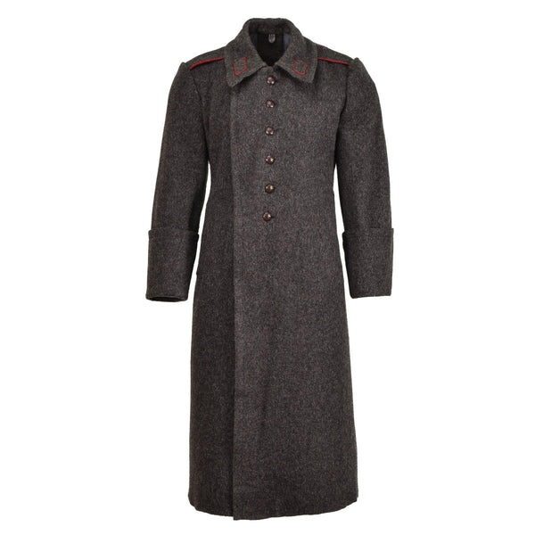 Manteau long en laine militaire bulgare d'origine, manteau d'hiver vintage formel gris
