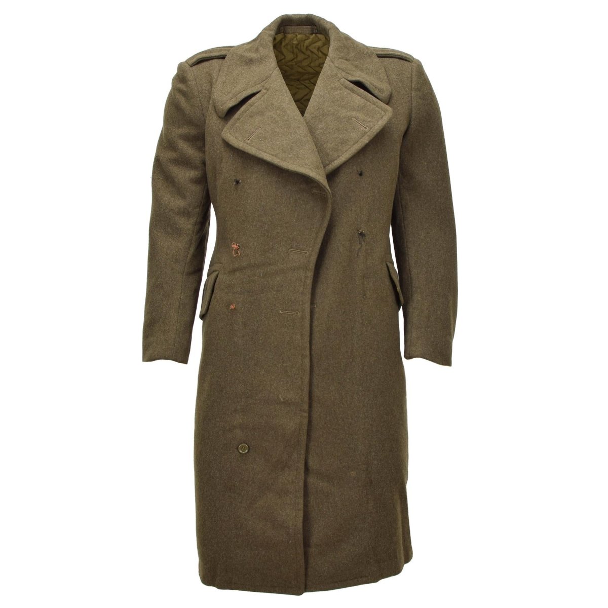 Manteau en laine original de l’armée canadienne, surplus militaire vintage vert olive