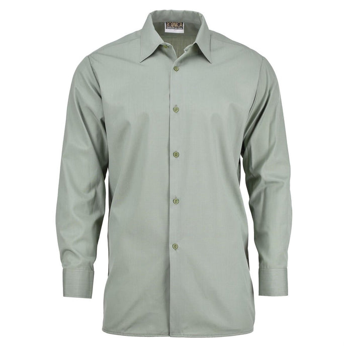 Chemise habillée à manches longues vert olive de l'armée tchèque originale avec bouton sur le devant, nouveau style de surplus militaire