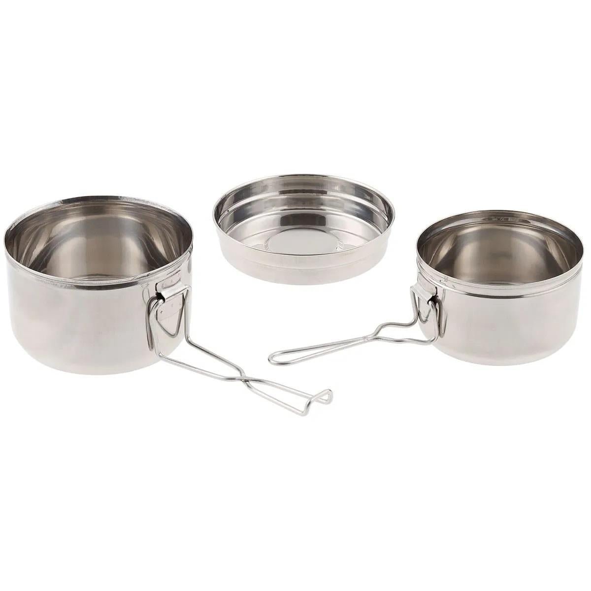 Ensemble de gamelles en acier inoxydable d'origine de l'armée tchèque pour le camping, la cuisine en plein air