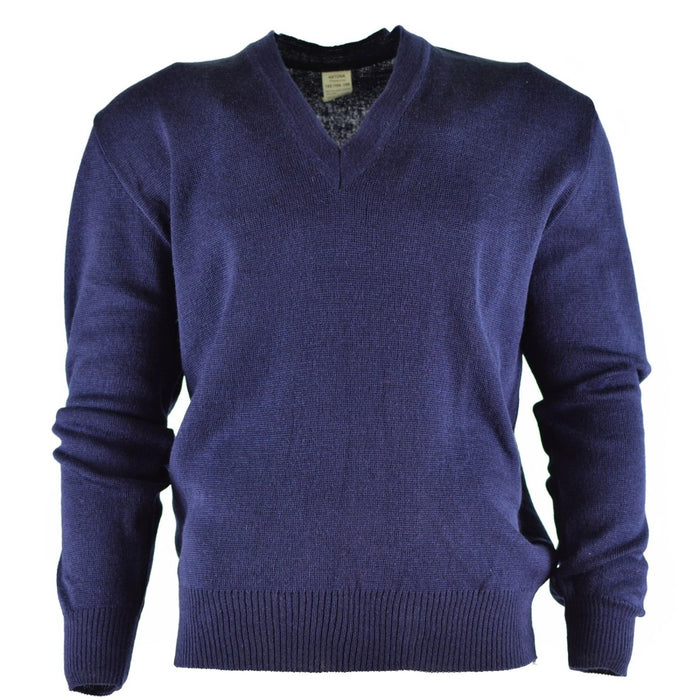 Original tchèque armée bleu laine col en V pull pull militaire surplus léger durable chaud manches longues