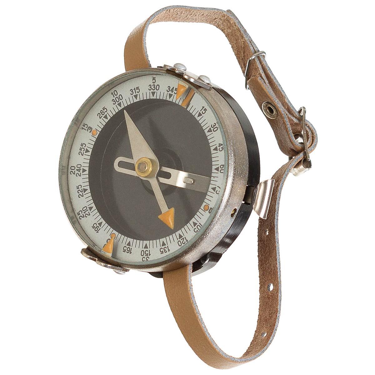 Bracelet militaire tchèque original boussole carte mesure bracelet en cuir marron
