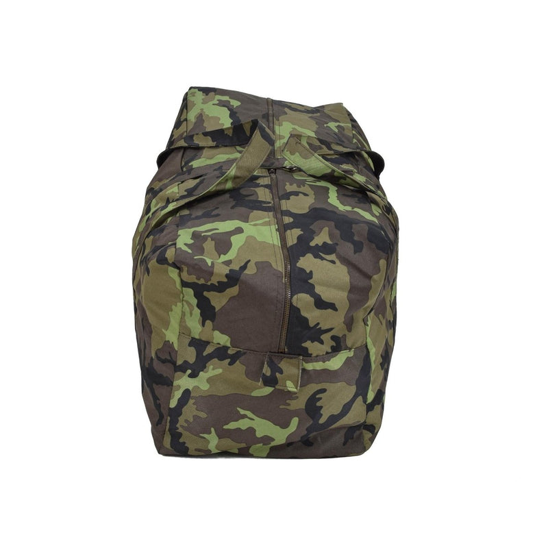 Original Czech military duffle bag with M95 camouflage pattern, durable and spacious for travel and outdoor use.