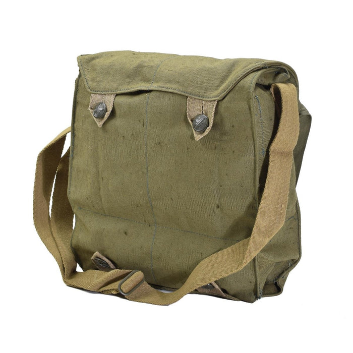 sac à bandoulière pour masque à gaz militaire tchèque vert vintage en toile durable avec sangle réglable, nouvel état excédentaire.
