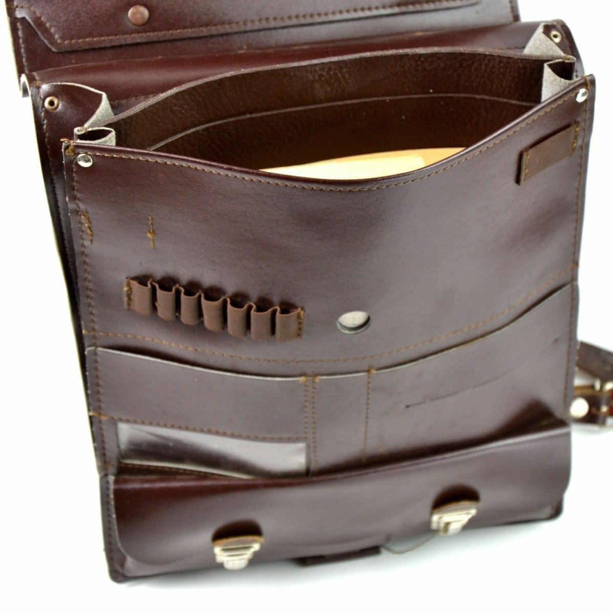 Étui de carte de carte de carte de sac à épaule militaire tchèque Case de document Brown