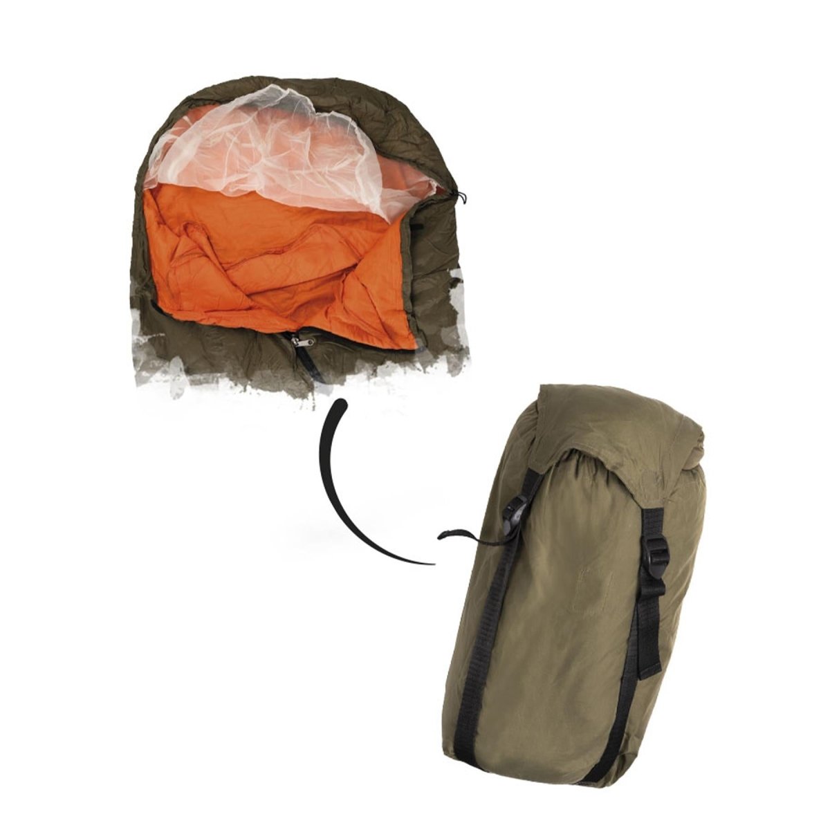 Sac de couchage d'été militaire tchèque original Thinsulate avec moustiquaire intégrée