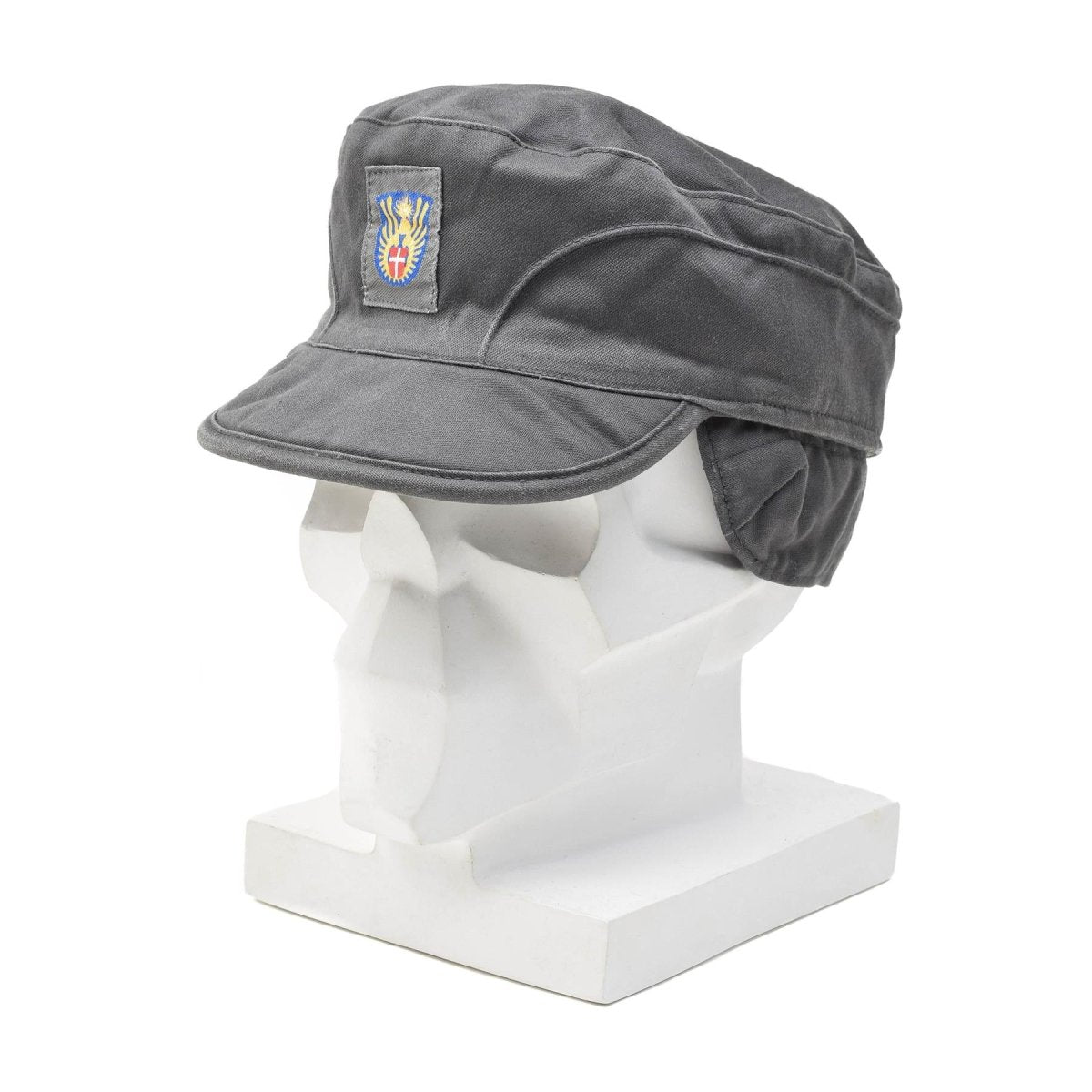 Casquette militaire danoise originale grise avec cache-oreilles pliables et légères, vintage, NEUF