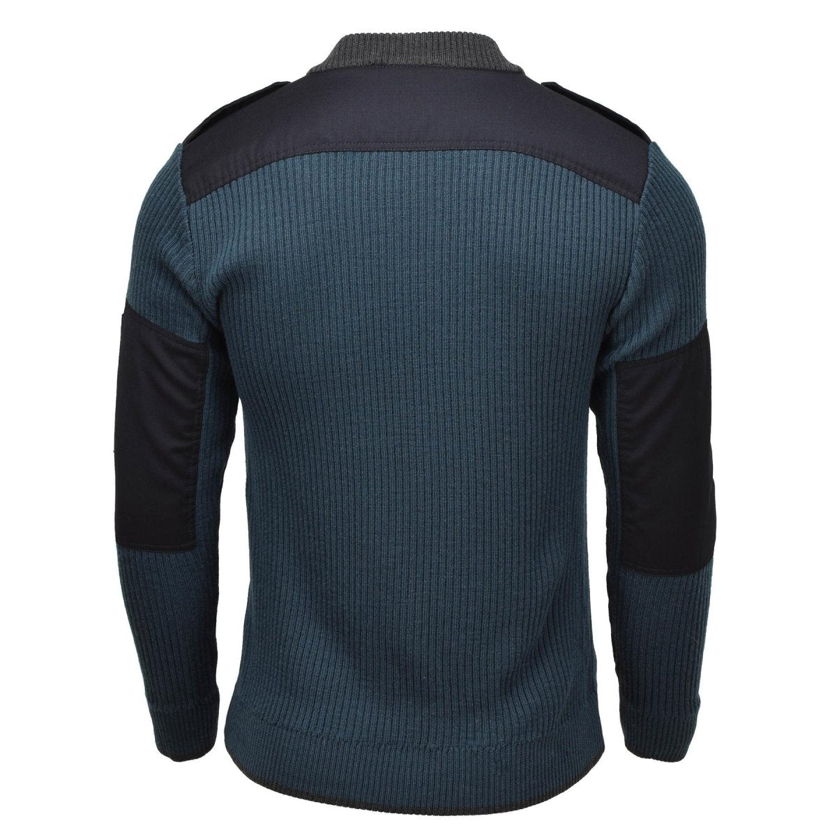 Pull Original Dutch Army en Maille Côtelée Quart Zip Coudes Renforcés Vert Pétrole