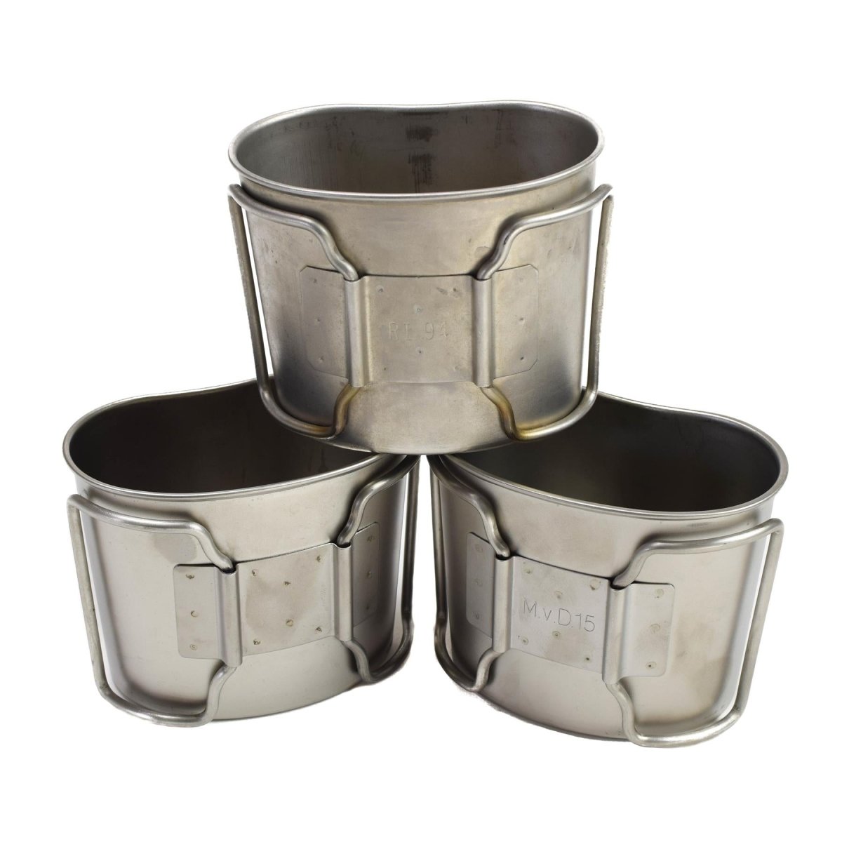 Gobelets de cantine en acier inoxydable, originaux de l'armée néerlandaise, Camping Bushcraft, Lot de 6 pièces