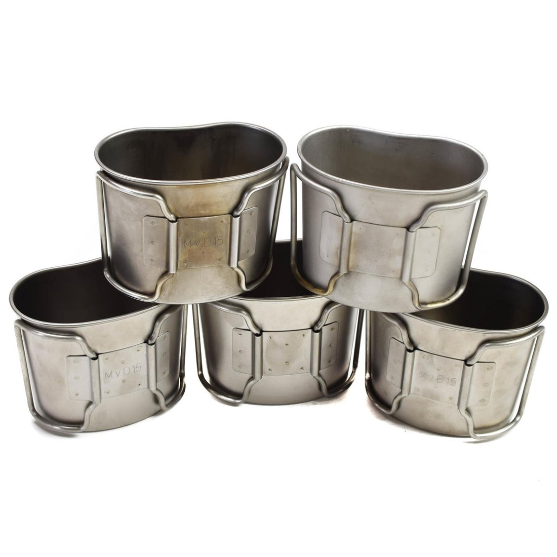Gobelets de cantine en acier inoxydable, originaux de l'armée néerlandaise, Camping Bushcraft, Lot de 6 pièces