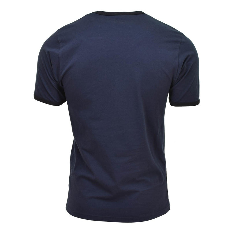 Back view of a navy blue short sleeve cotton t-shirt from the Original Dutch Army military surplus collection.