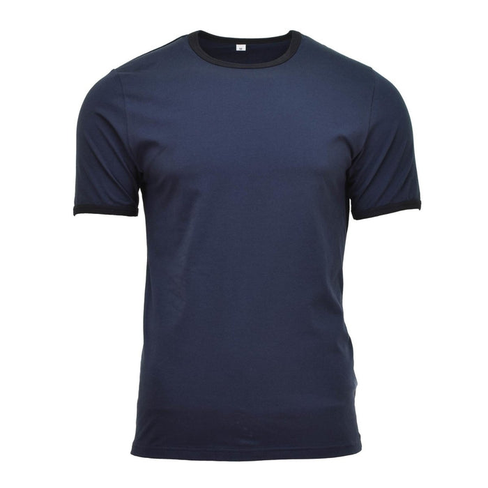 T-shirt en coton bleu marine original de l'armée néerlandaise à manches courtes, chemise de surplus militaire durable et respirante.