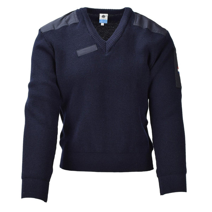 Pull bleu militaire néerlandais original en laine bodywarmer à manches longues NOUVEAU - GoMilitar