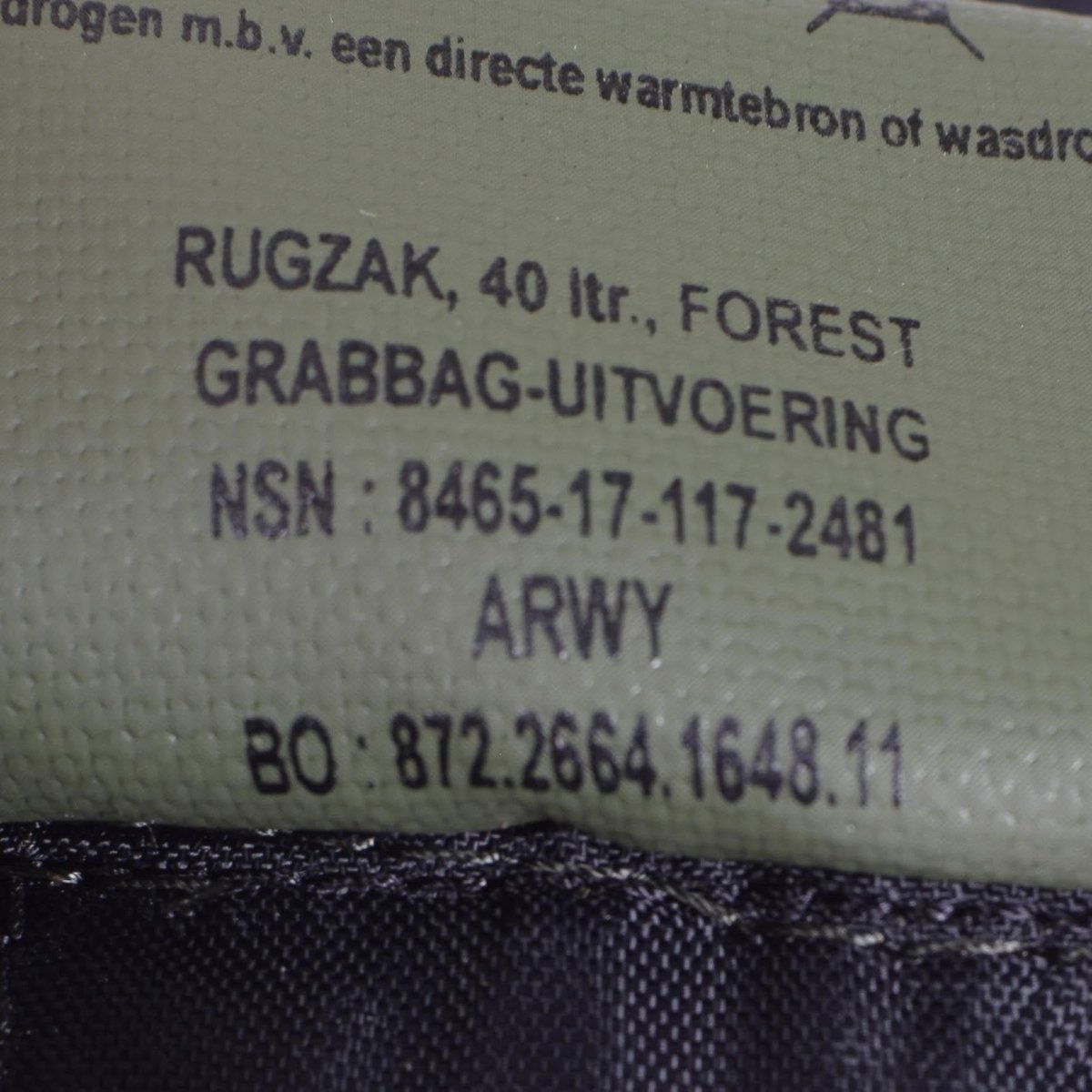 Sac à dos militaire néerlandais d'origine pour les marines, randonnée, camping, forêt, 40 L
