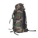 Dutch military woodland camouflage daypack backpack with padded straps and 40L capacity for hiking or tactical use.