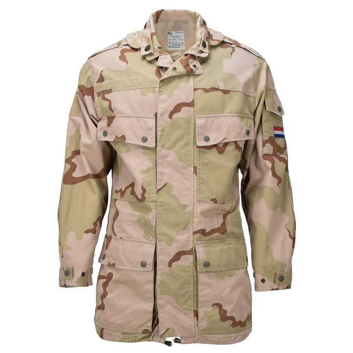 Manteau militaire néerlandais original, poignets réglables, ourlet, camouflage désert - GoMilitar