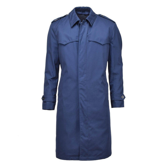 Trench-coat bleu original Dutch Military pour homme avec doublure matelassée, durable et résistant à l'eau pour les intempéries.