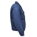 Blue original Dutch military jacket with detachable quilted liner, durable and designed for cold weather protection.